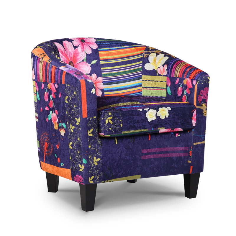 Angelice Multicoloured Patchwork Accent Tub Chair, Navy