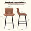 Ensemble de 2 tabourets de comptoir, chaises de cuisine et de salle à manger en similicuir pour la salle à manger, tabourets de bar à hauteur de comptoir, chaises de table à manger de style Mid-Century avec pieds en métal-1599229172