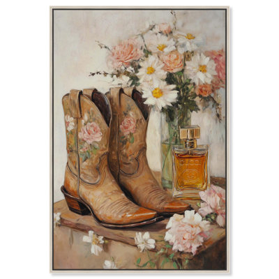 Delicate Floral Boots II Canvas Fashion Art Print by 