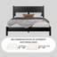 Grand lit plateforme avec tête de lit, support de lattes en bois, espace sous le lit de 7,3 pouces, conception silencieuse, assemblage facile, noir-1960171361-1960171362