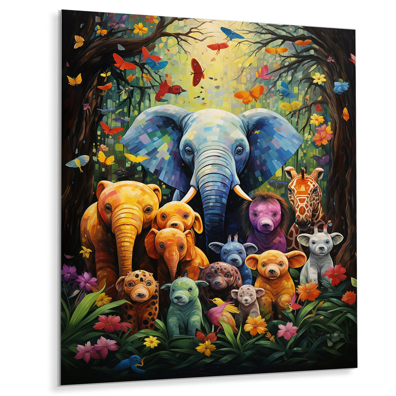«Blue Animal Playground Nursery I», art mural en métal, H 20 po x l 12 po x P 1 po
