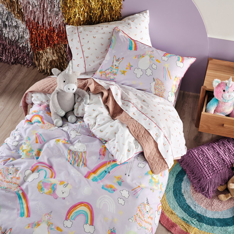 Unicorniverse Cotton Abstract Duvet Cover Set with Pillowcases Included, Double Duvet Cover + 2 Standard Pillowcases