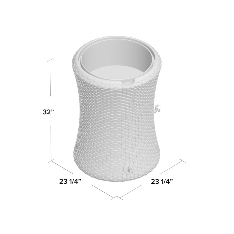 Black Wicker 50 Gallon Rain Barrel with Planter Top
