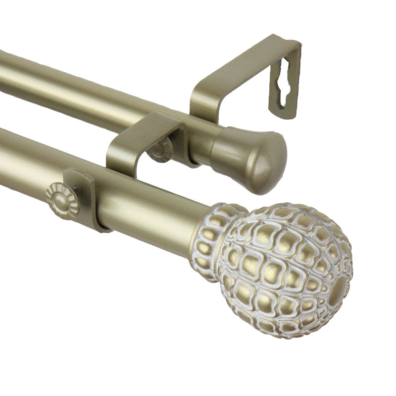 Tringle à rideaux double Devos, Doré clair, H 1 po x l 170 po x P 6,75 po