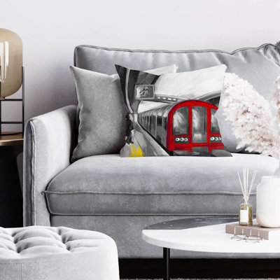 Waiting subway - 16"x16" Throw pillow cover - Poly twill - Print on demand