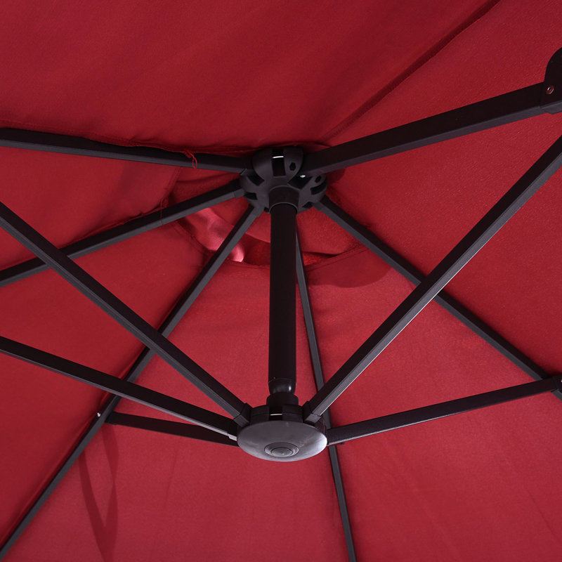 Parasol pour patio double 15 pi 15 pi, protégé - rouge vin