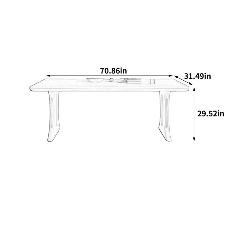 Table de salle à manger élégante et sophistiquée, H 29,52 po x L 70,86 po x l 31,49 po