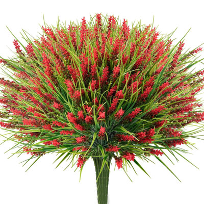 10 Pcs Artificial Plants Outdoor, UV Resistant Fake Flowers， Realistic Faux Lavender Shrubs for Porch Garden Window Box Home Decoration