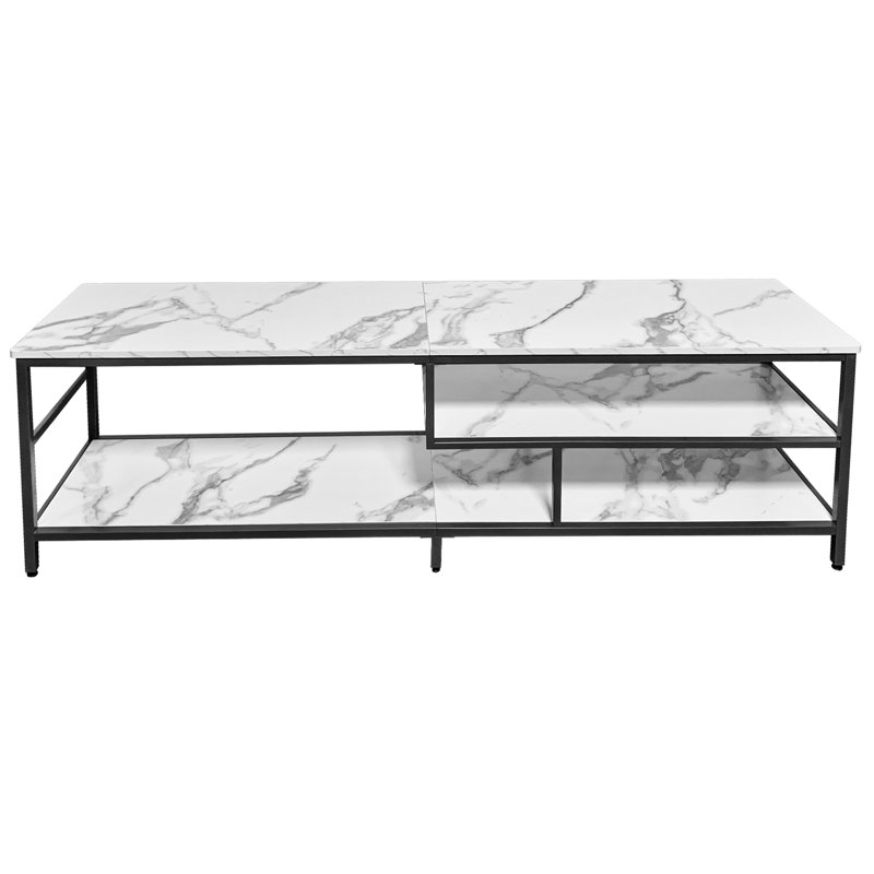 3-Tier TV Stand for TVs up to 75", Black/White