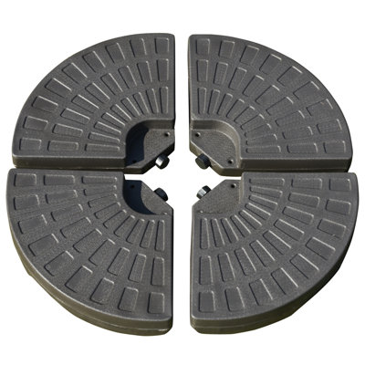 4 Pieces Cantilever Patio Umbrella Base By , Fan Shaped Secure Weight, Handles Fitted, Resilient Material, 148 Lbs Water, 220 Water/Sand, Coffee