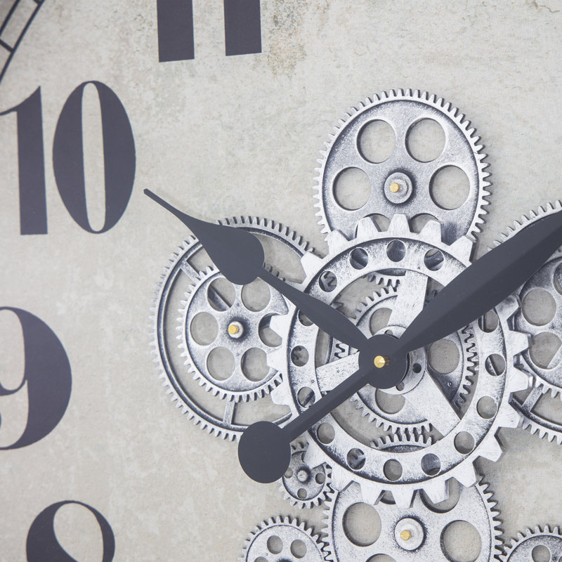 32" Industrial Bronze Clock With Open Moving Gears