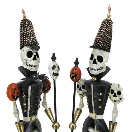 The Holiday Aisle® Halloween Skeleton Soldier 2 Piece Figurine Set ...