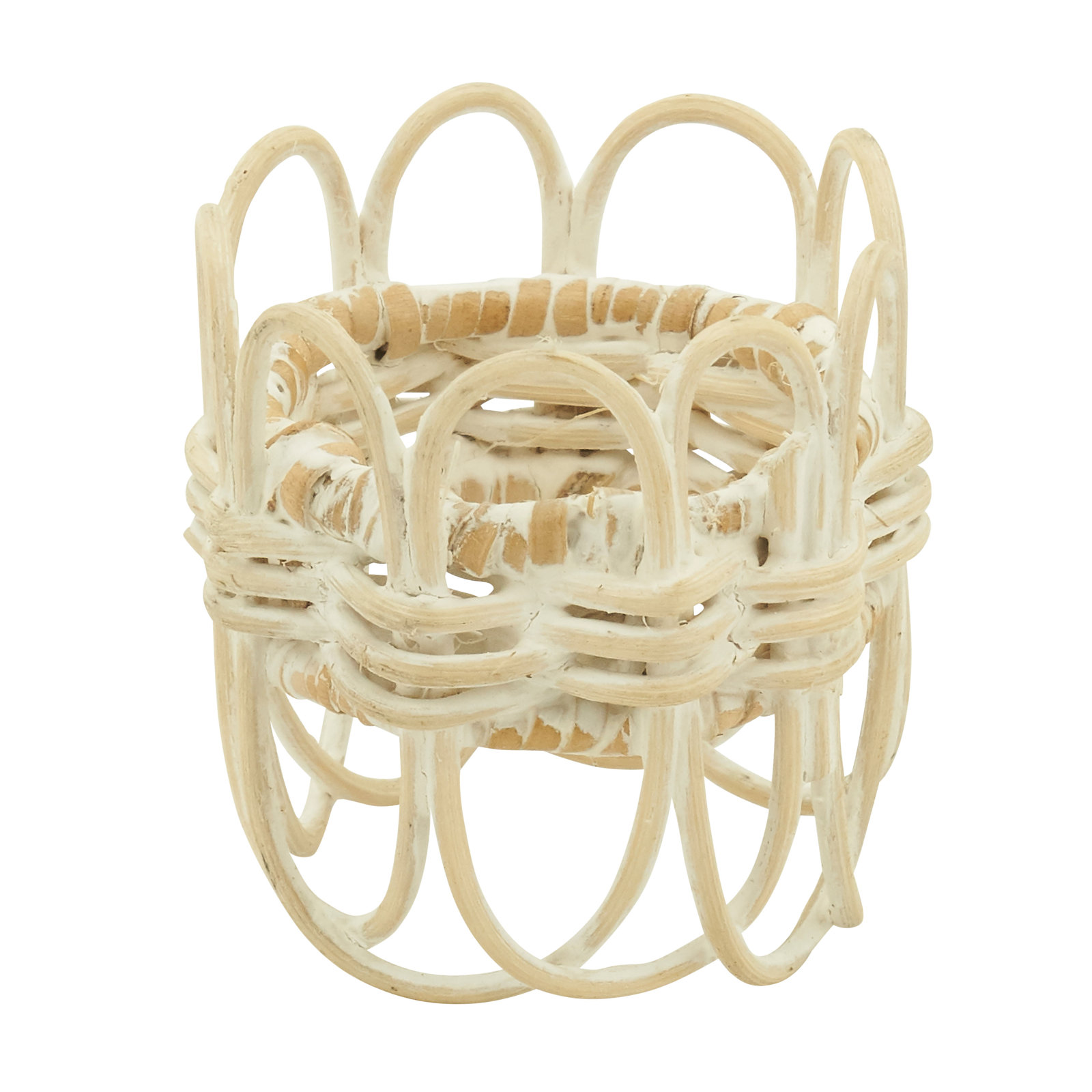 Hughie Rattan Napkin Rings with Twisted Design, White