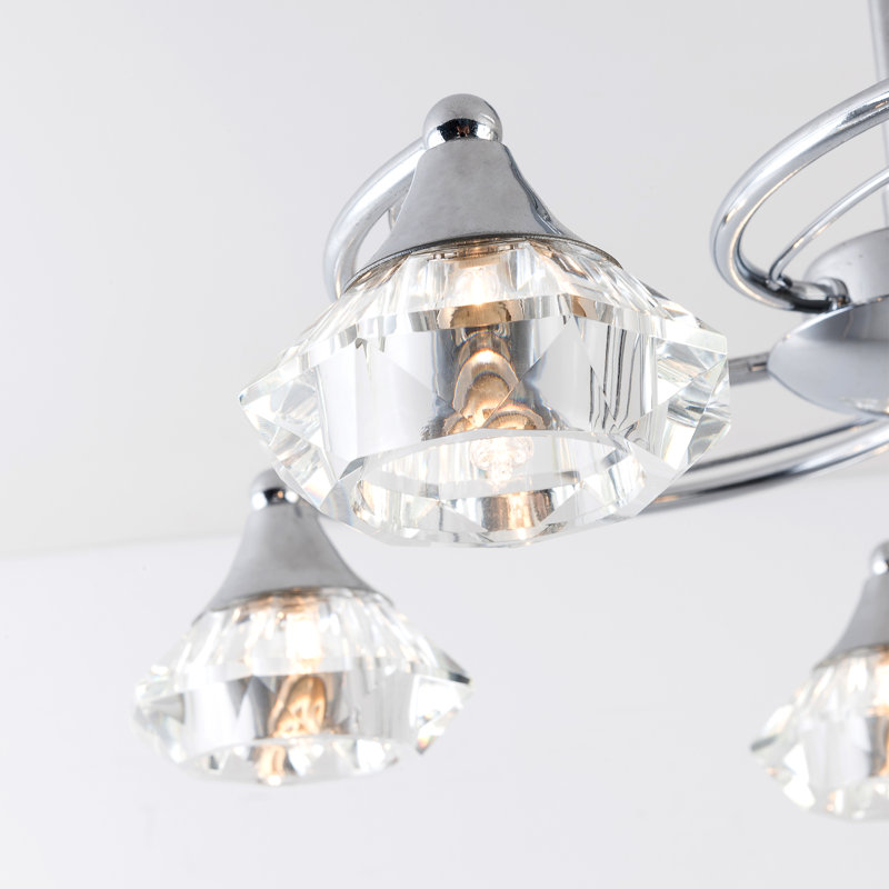 Aldiana Glass Semi Flush Mount, Polished Chrome