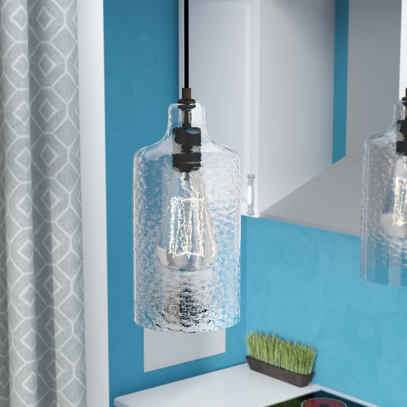 Luminaire suspendu cylindrique simple à 1 lumière West Tisbury, Bronze huilé