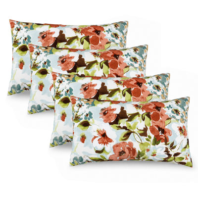 4 Pack Outdoor Lumbar Pillow Covers ONLY 12x20 Inch, Water-Repellent & Fade Resistant Decorative Cushion Covers for Patio Furniture, Garden, Porch, Balcony, Outdoor/Indoor Sofa