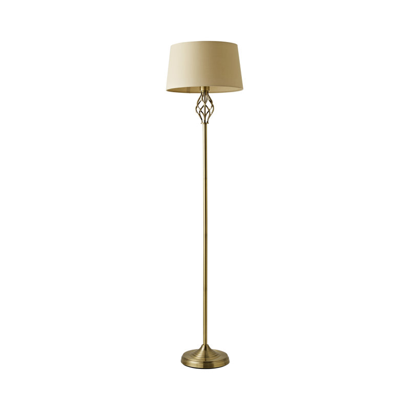Tegan 151cm Traditional Floor Lamp, Beige, Brass, Not Included