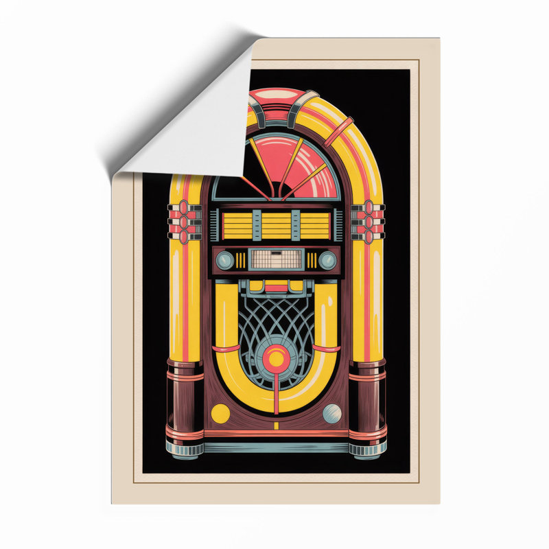Golden Jukebox Art Deco - Framed Print, Unframed, A3 - 42.0 x 29.7 cm