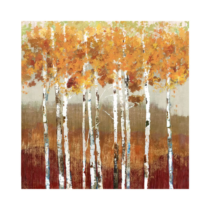 Golden Landscape 1 Piece Painting on Canvas, 93.98 cm H x 93.98 cm W x 1.91 cm D, Wrapped Canvas
