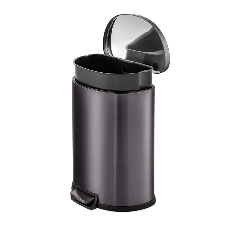 Poubelle en forme de D 50L en acier inoxydable - Basics by Wayfair ™, Noir