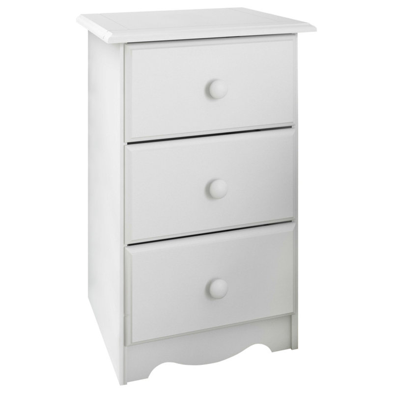 Table de chevet 3 tiroirs Gallashaw, Blanc