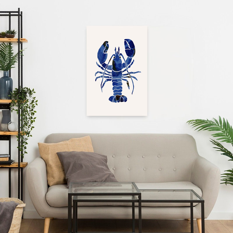 Aquarelle, homard bleu, homard abstrait, art mural, H 24 po x l 16 po