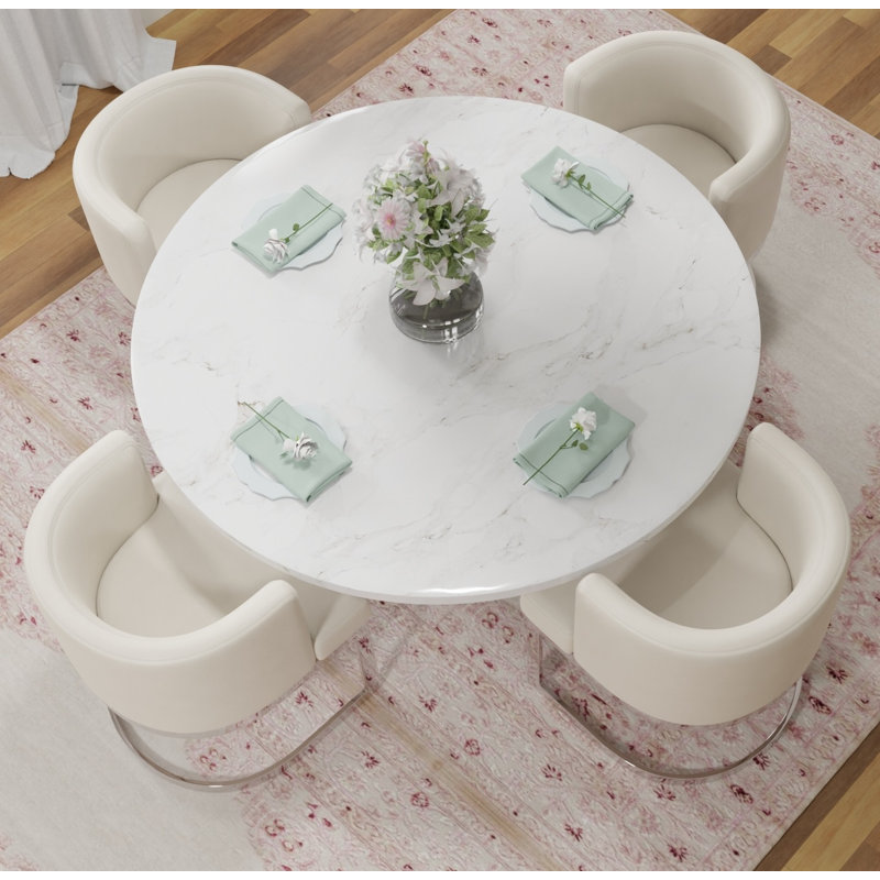 6-Piece Marble Dining Table Set, Gray