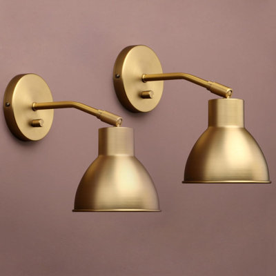 Ensemble de 2 appliques murales de lecture d'intérieur avec interrupteur marche / arrêt, design industriel moderne rétro en laiton, luminaire mural réglable à 340 degrés, abat-jour en métal noir pour meuble-lavabo de chevet