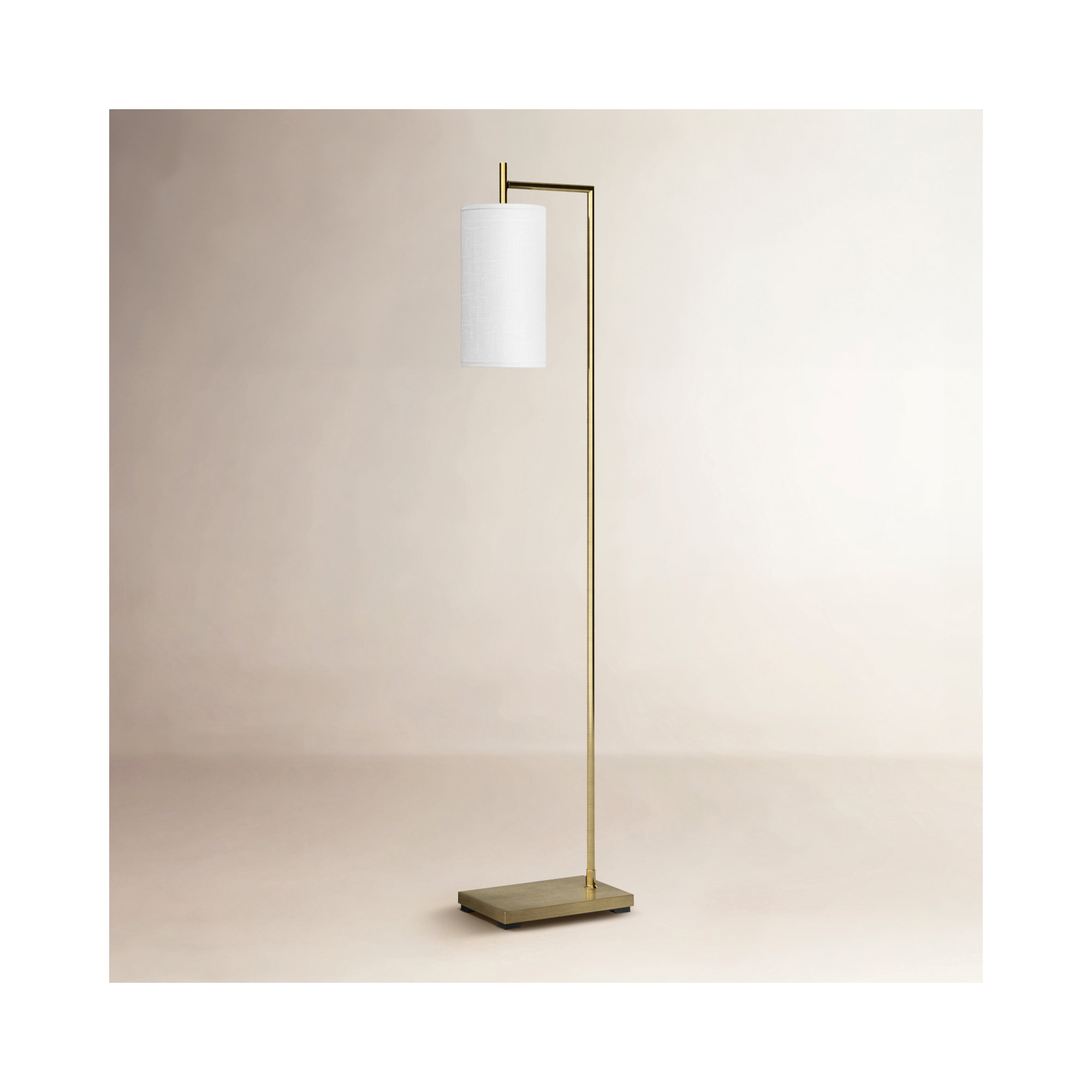 Elina 65'' Floor Lamp, White, Antique Brass
