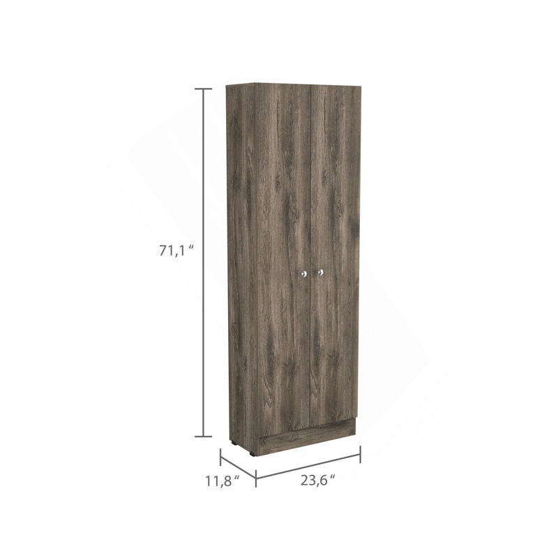 Grande armoire de rangement rectangulaire à 2 portes brun foncé et wengé