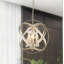 Lustre suspendu moderne à 4 lumières, style ferme, or champagne, avec globes et accents de cristal