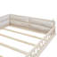 Lit plateforme tapissier beige avec garde-corps et coussin - aucun sommier nécessaire pour plus de commodité dans une structure stable et moelleuse