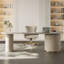 Bureau en pierre beige avec 3 tiroirs-110223086