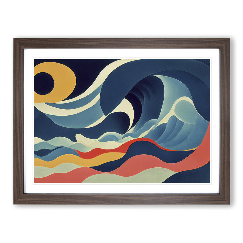 Abstract Ocean Wave Vol.1 - Framed Print, 46cm H x 64cm W x 2cm D, Walnut