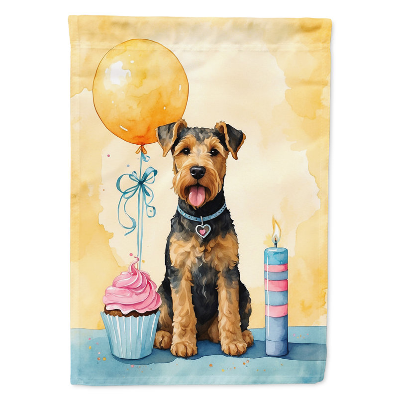 Drapeau de jardin «Happy Birthday», Terrier brun