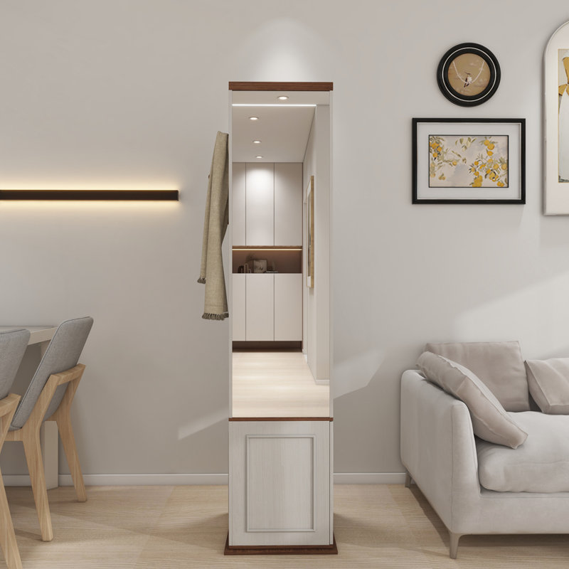 Armoire de rangement rotative à 360 ° avec miroir pleine longueur