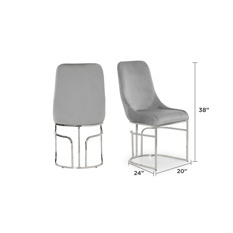 Chaises de salle à manger rembourrées Zular, Gris, Acier inoxydable