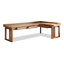 Bureau moderne en L en bois massif avec tiroirs-378592095