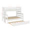 Lit superposé simple au-dessus d'un lit double avec lit gigogne en bois-836276268