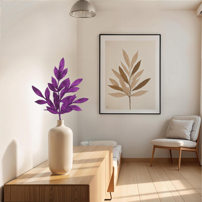 22" Glitter BayLeaf Artificial Christmas Spray, Purple, 22" H x 11" W x 1" D
