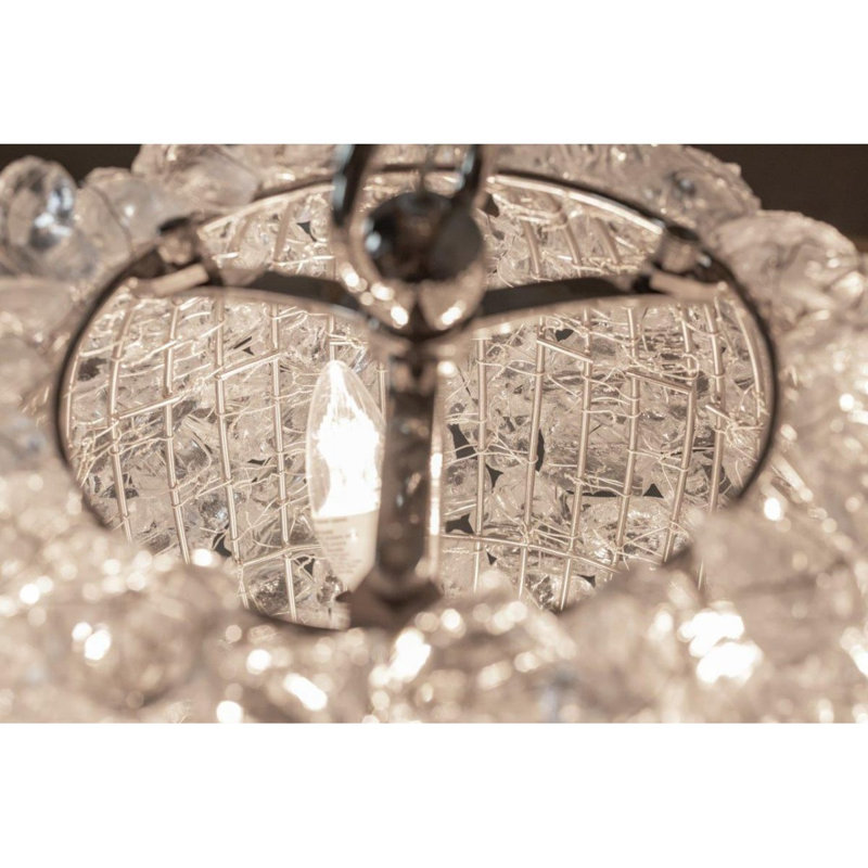 LUSTRE ELLIPTIQUE AL0154, 20" Wide x 26" Height, Natural Clear Quartz, Pewter