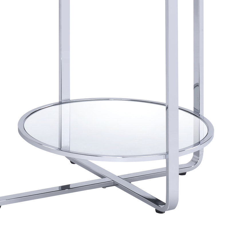 Table de bout, chrome et verre