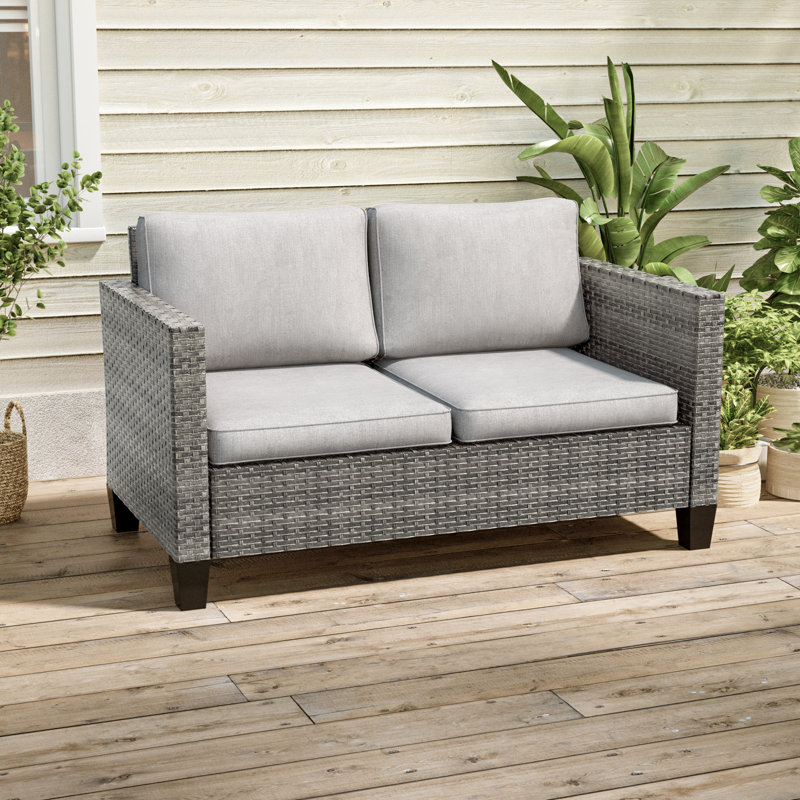 Canapé d'extérieur pour causeuse de patio, Lin gris, Gris