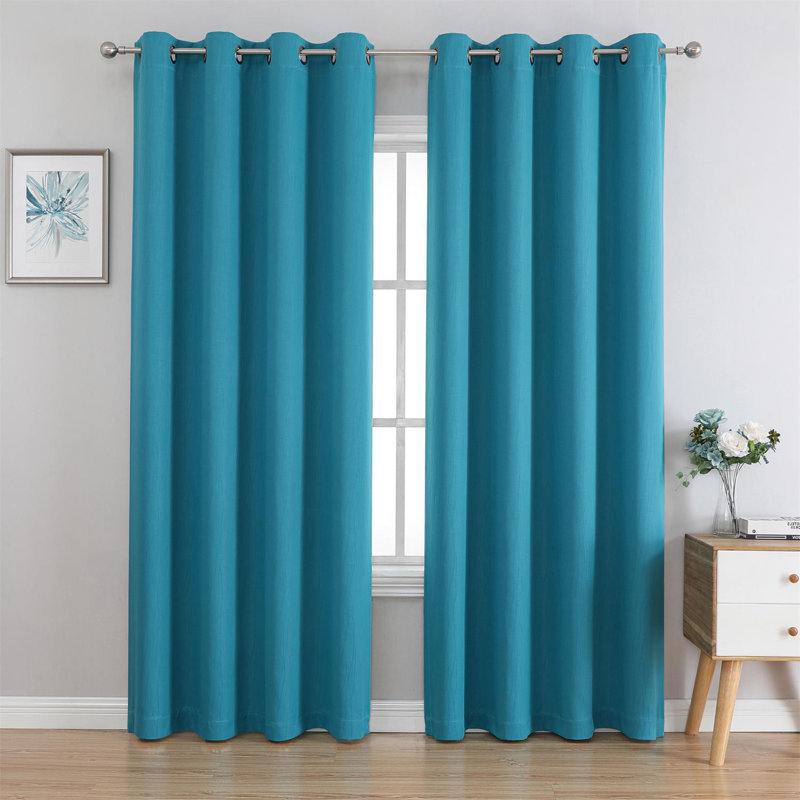 Embossed Blackout Curtain, 50" W x 84" L, Turquoise
