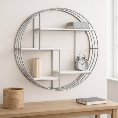 Modern Glam Iron and Wood Wall Storage Shelf - 32" x 7" x 32"