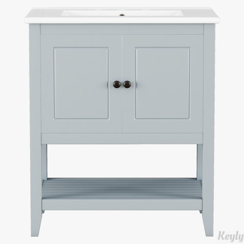 Meuble-lavabo 30 po avec lavabo en céramique, Gris