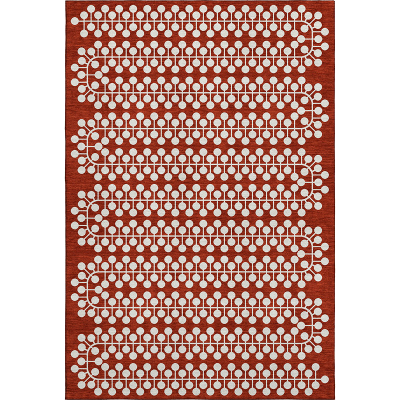 Premium Machine Washable Mayfield AMF2247 Geometric Rug, 8' x 10', Red