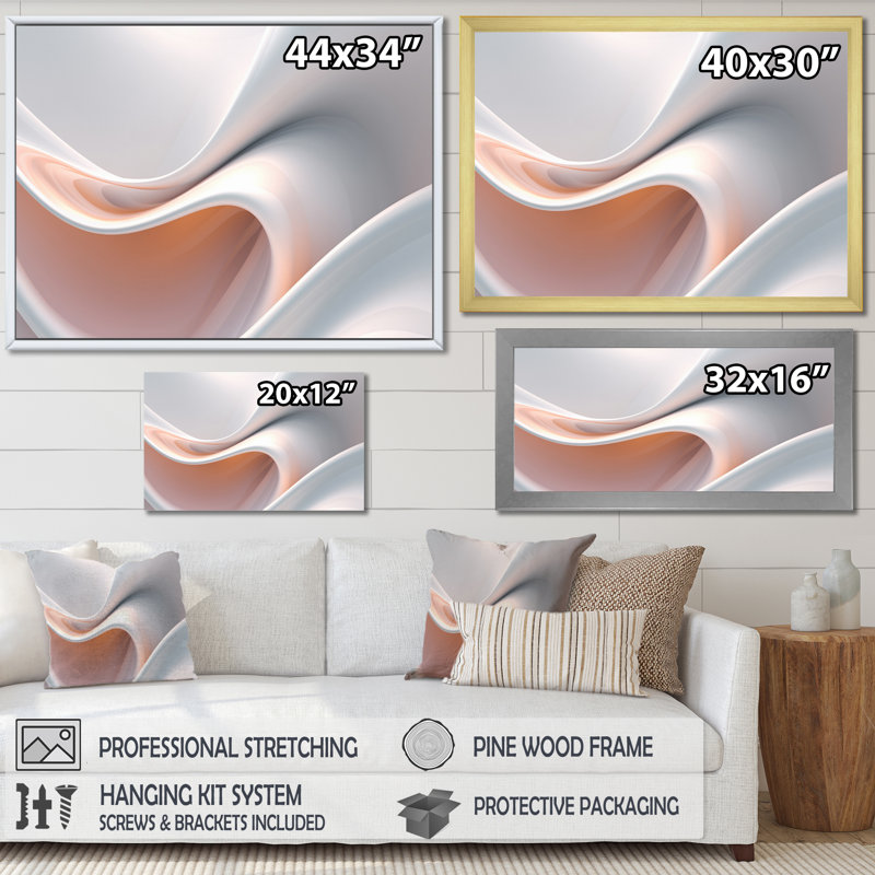 «Orange Blue Fractal Ripples VII», reproduction sur toile, H 12 po x l 20 po x P 1 po, Cadre flottant noir