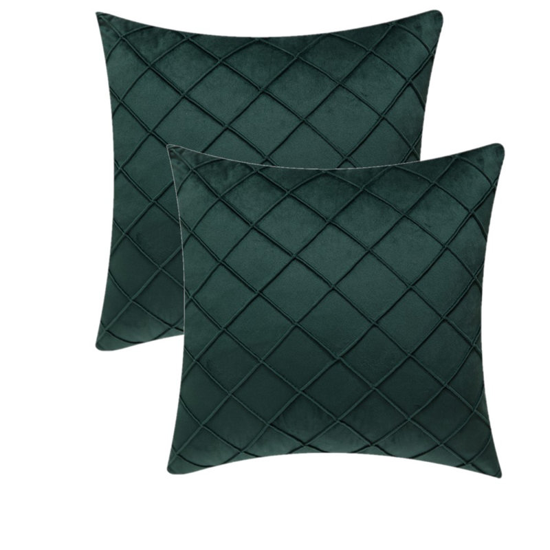 Velvet Reversible Throw Pillow, Dark Green