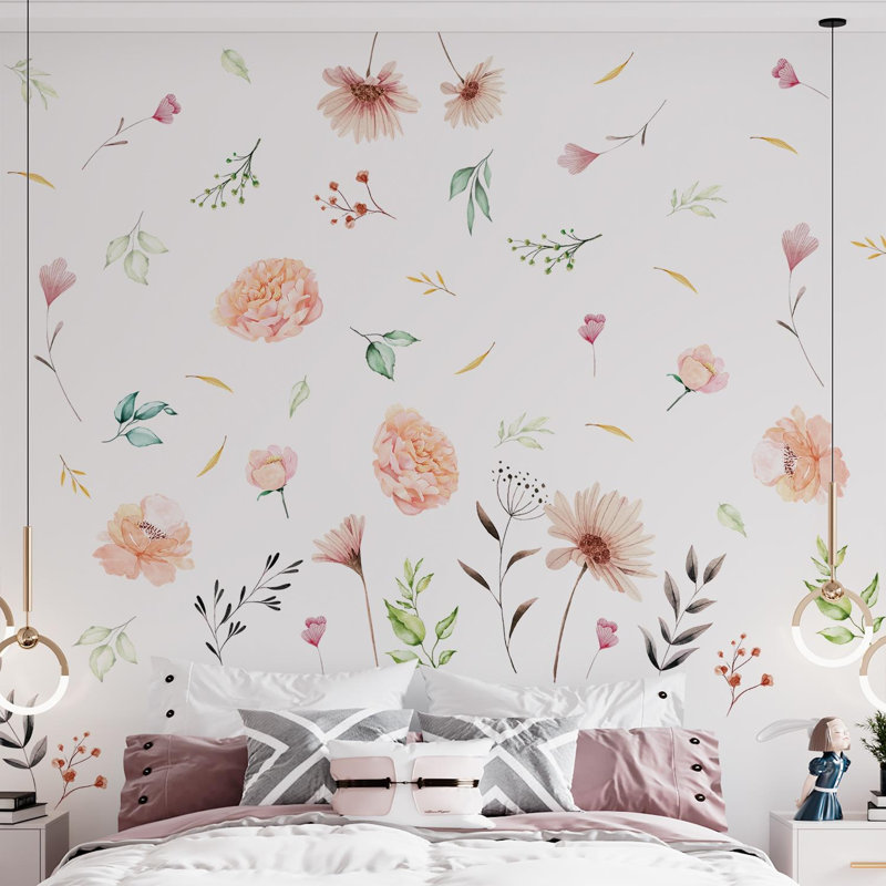 Décoration murale pastel aquarelle fleurs